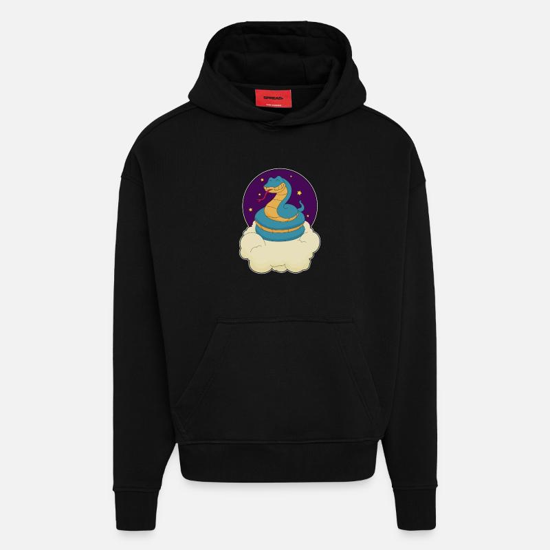 Snake Clouds - Hoodie- made by SPREAD  - SOLID BLACK