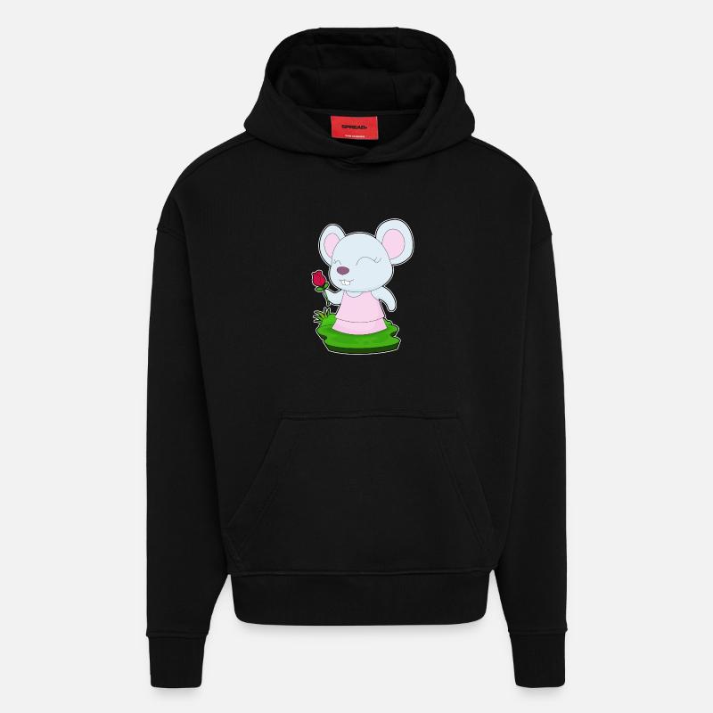 Mouse Rose - Hoodie- made by SPREAD - SOLID BLACK