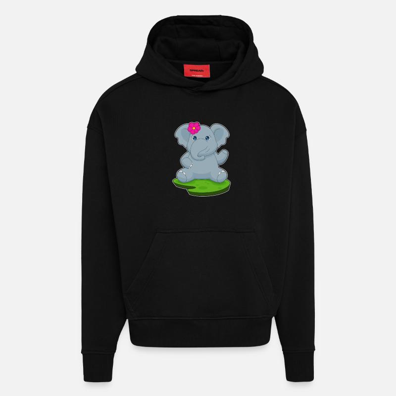 Elefant Blume - Hoodie- made by SPREAD  - SOLID BLACK