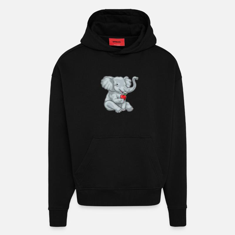 Pomme éléphant - Sweat à capuche bio épais oversize fabriqué en UE - SOLID BLACK