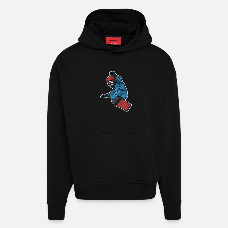 Petit snowboarder - Sweat à capuche bio épais oversize fabriqué en UE - SOLID BLACK
