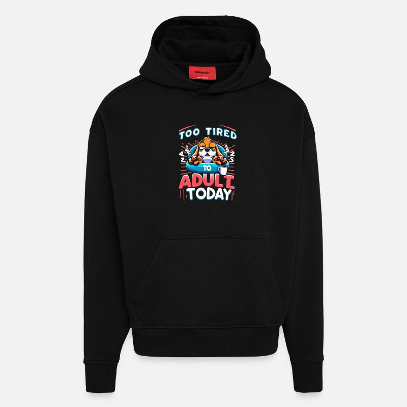 Chien trop fatigué - Sweat à capuche bio épais oversize fabriqué en UE - SOLID BLACK