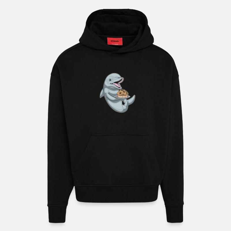 Muffin Dauphin - Sweat à capuche bio épais oversize fabriqué en UE - SOLID BLACK