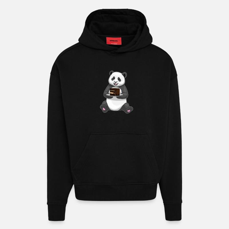 Gâteau Panda - Sweat à capuche bio épais oversize fabriqué en UE - SOLID BLACK
