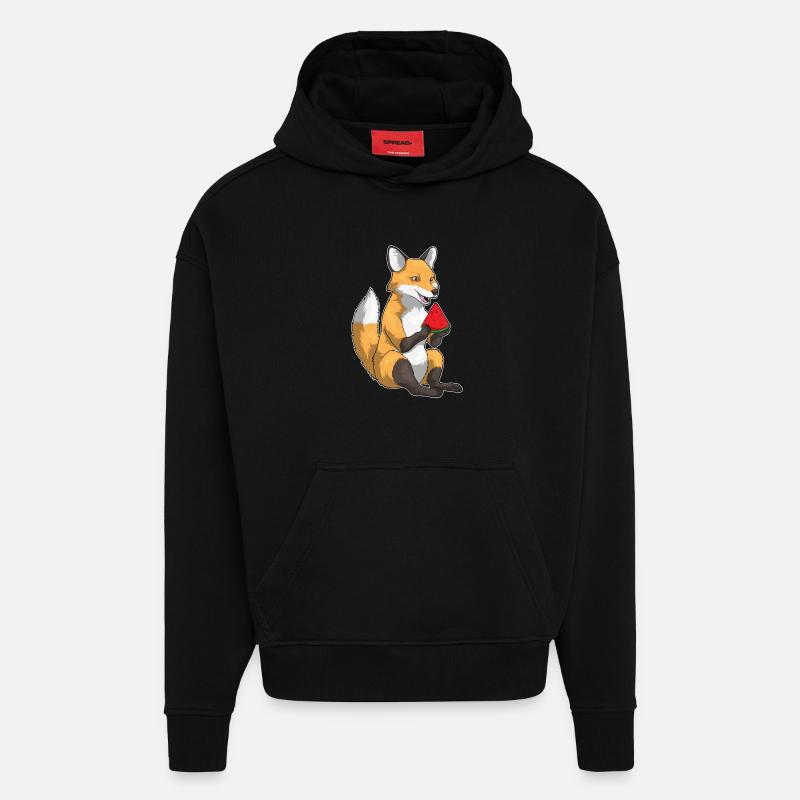 Fruit de la pastèque Fox - Sweat à capuche bio épais oversize fabriqué en UE - SOLID BLACK
