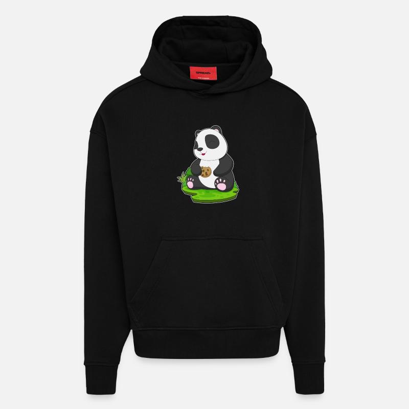 Biscuit Panda - Sweat à capuche bio épais oversize fabriqué en UE - SOLID BLACK