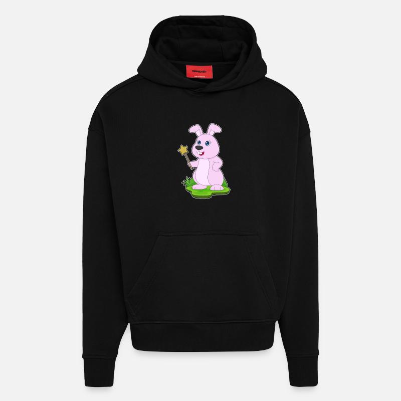 Baguette de sorcier lapin - Sweat à capuche bio épais oversize fabriqué en UE - SOLID BLACK