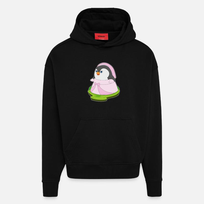 Pingouin mariée robe de mariage - Sweat à capuche bio épais oversize fabriqué en UE - SOLID BLACK