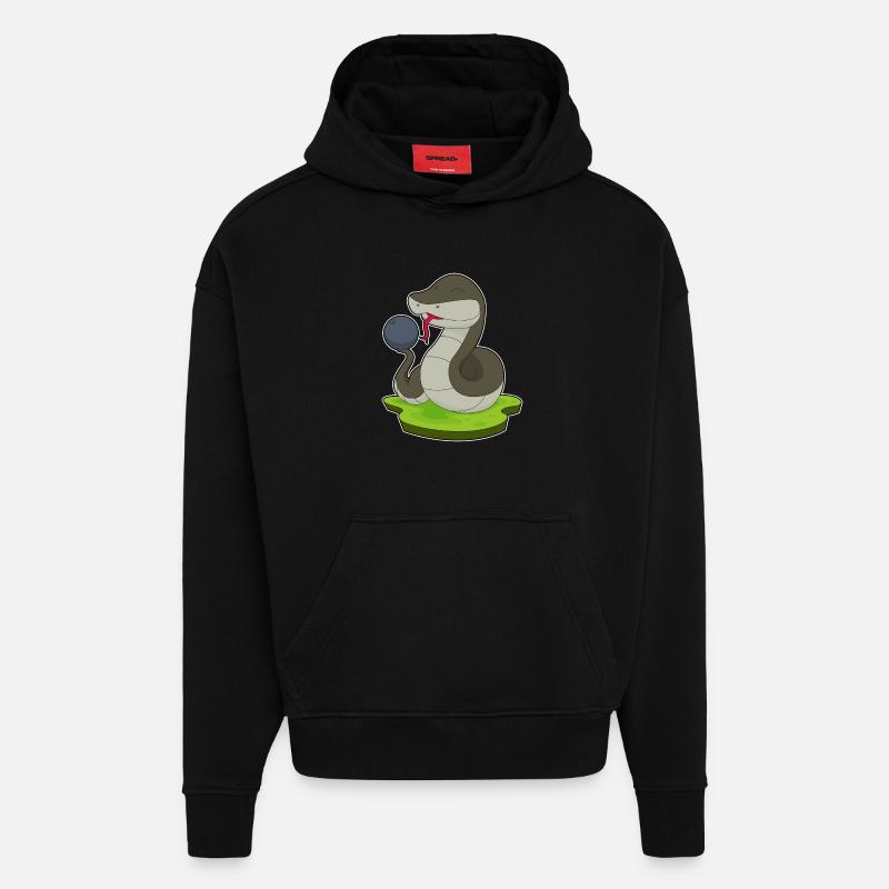 Snake Bowling Boule de bowling - Sweat à capuche bio épais oversize fabriqué en UE - SOLID BLACK