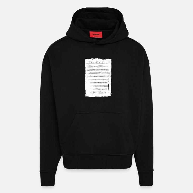 Partition de musique - Sweat à capuche bio épais oversize fabriqué en UE - SOLID BLACK