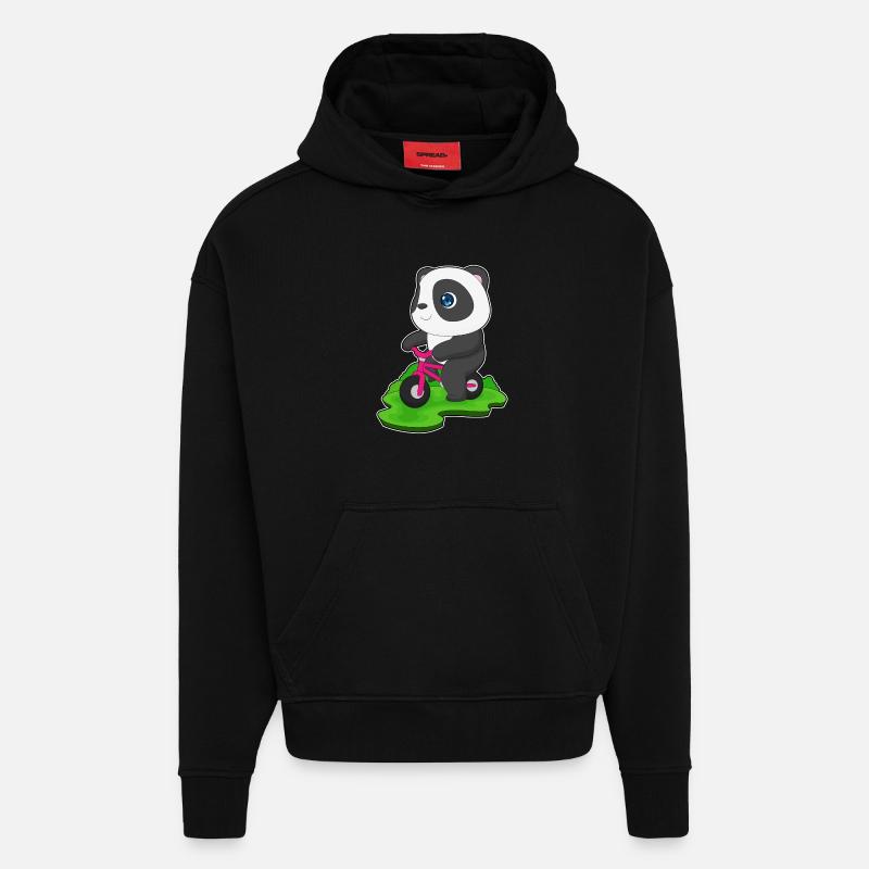Vélo Panda - Sweat à capuche bio épais oversize fabriqué en UE - SOLID BLACK