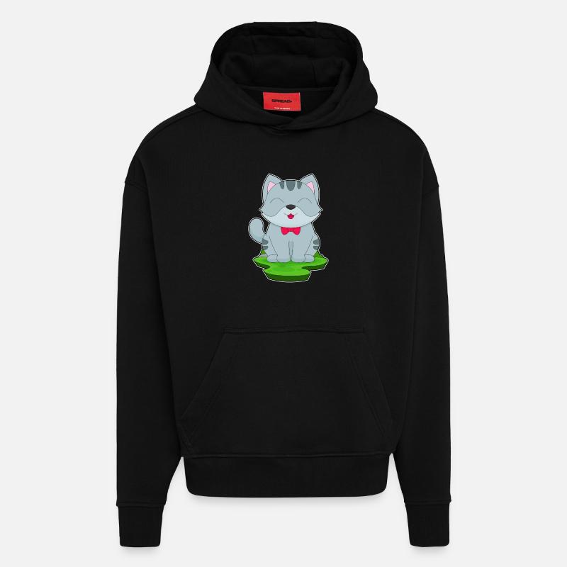 Katze Schleife - Hoodie- made by SPREAD - SOLID BLACK