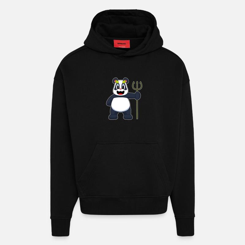 Panda Halloween Devil - Hoodie- made by SPREAD - SOLID BLACK