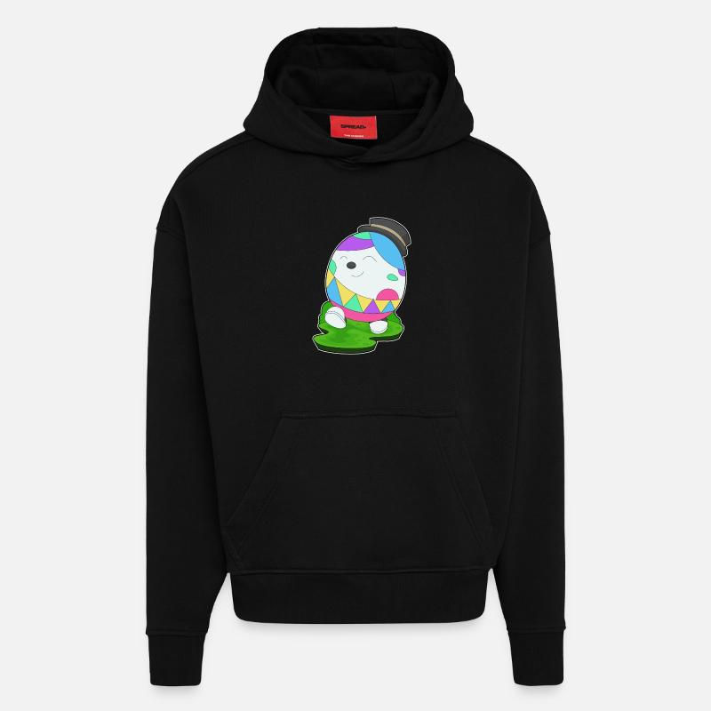 Cylindre d’oeuf de Pâques - Sweat à capuche bio épais oversize fabriqué en UE - SOLID BLACK