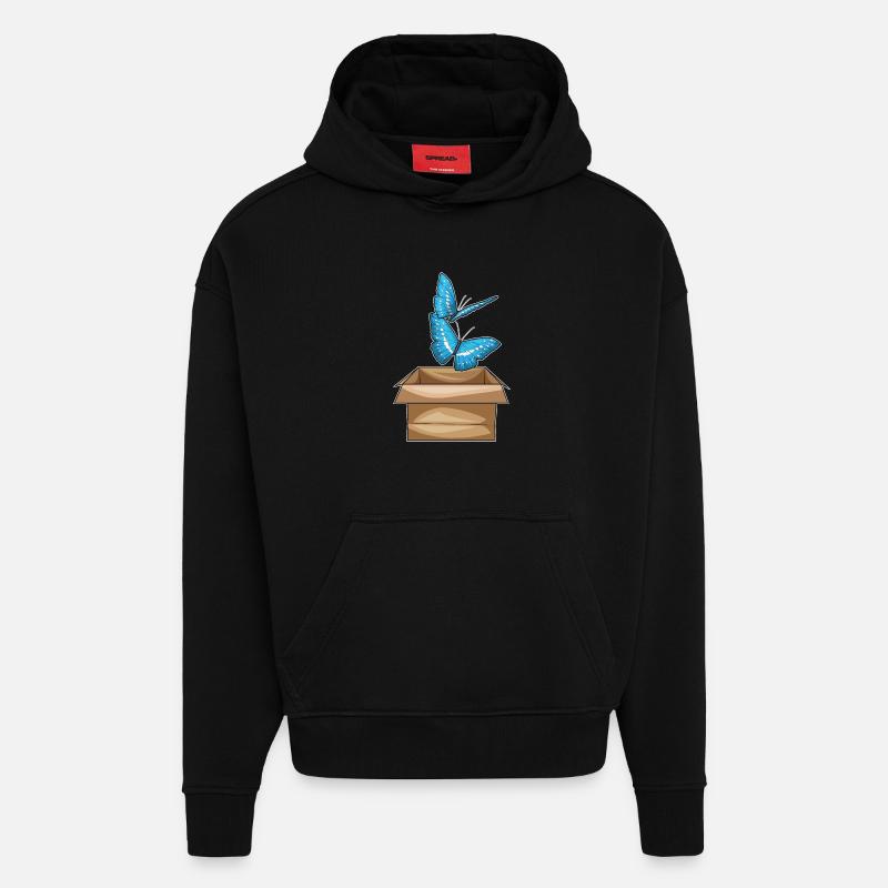 Boîte à papillons - Sweat à capuche bio épais oversize fabriqué en UE - SOLID BLACK