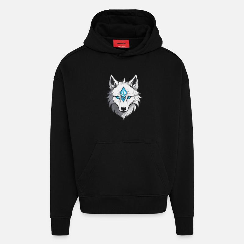 Loup Blanc - Sweat à capuche bio épais oversize fabriqué en UE - SOLID BLACK
