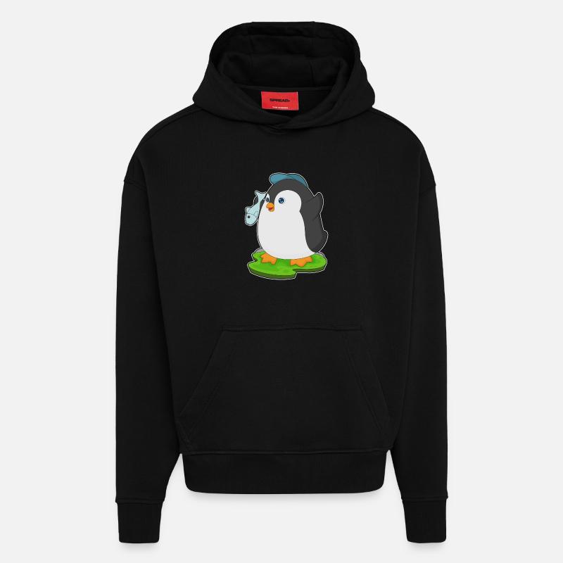 Pinguin Fisch - Hoodie- made by SPREAD  - SOLID BLACK