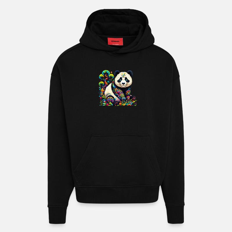 Panda - Sweat à capuche bio épais oversize fabriqué en UE - SOLID BLACK