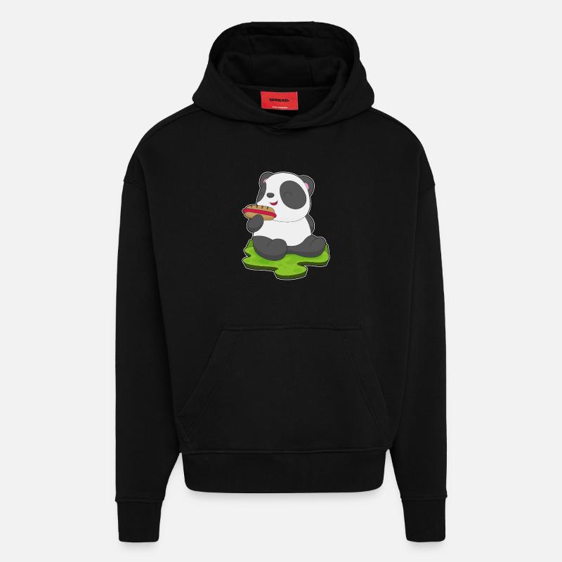 Hot-dog Panda - Sweat à capuche bio épais oversize fabriqué en UE - SOLID BLACK
