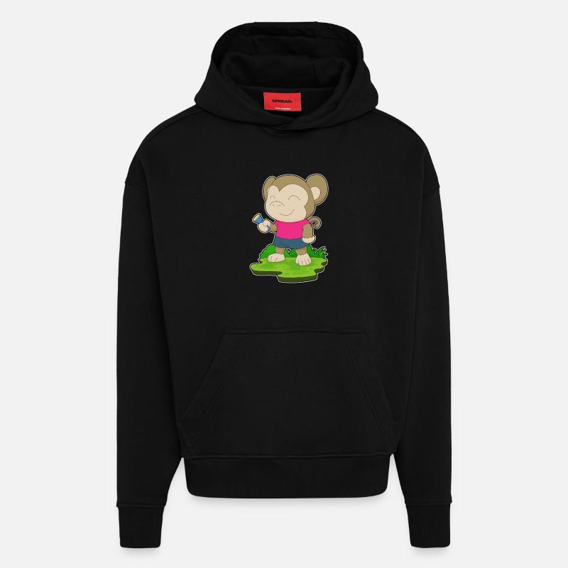 Affe Taschenlampe - Hoodie- made by SPREAD  - SOLID BLACK