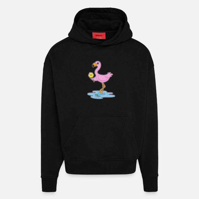 Flamingo Blume - Hoodie- made by SPREAD - SOLID BLACK
