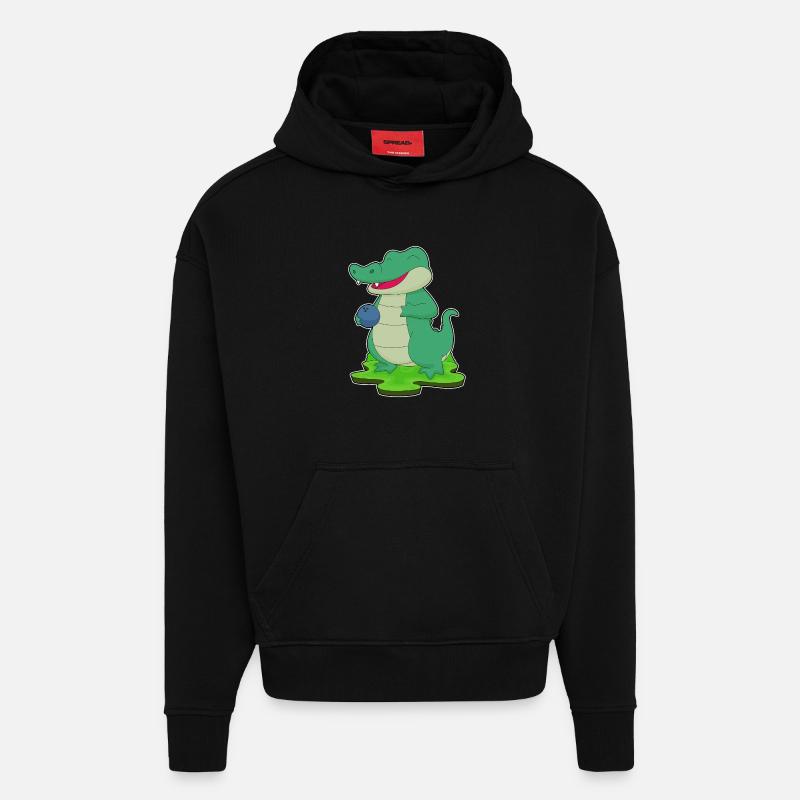 Crocodile Bowling Bowling Ball - Hoodie- made by SPREAD - SOLID BLACK