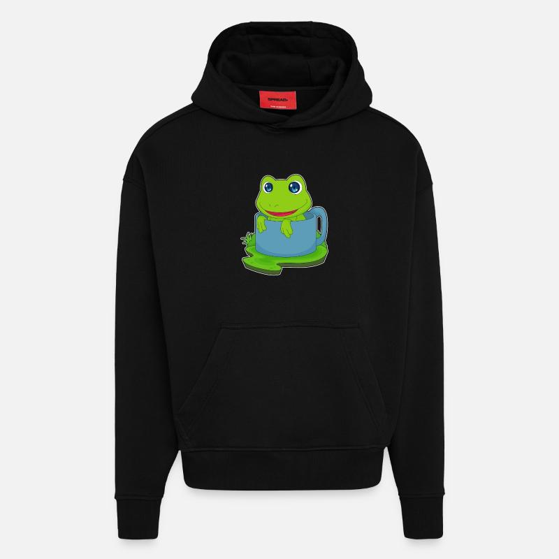 Mug grenouille - Sweat à capuche bio épais oversize fabriqué en UE - SOLID BLACK