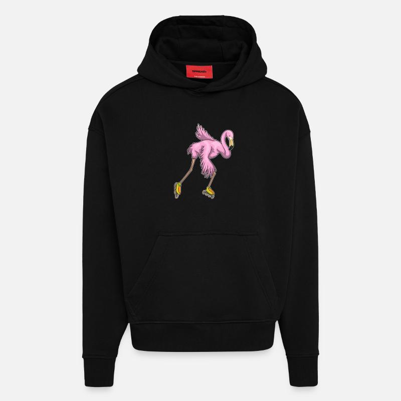 Flamingo Inline skating Inline skates - Hoodie- made by SPREAD - SOLID BLACK