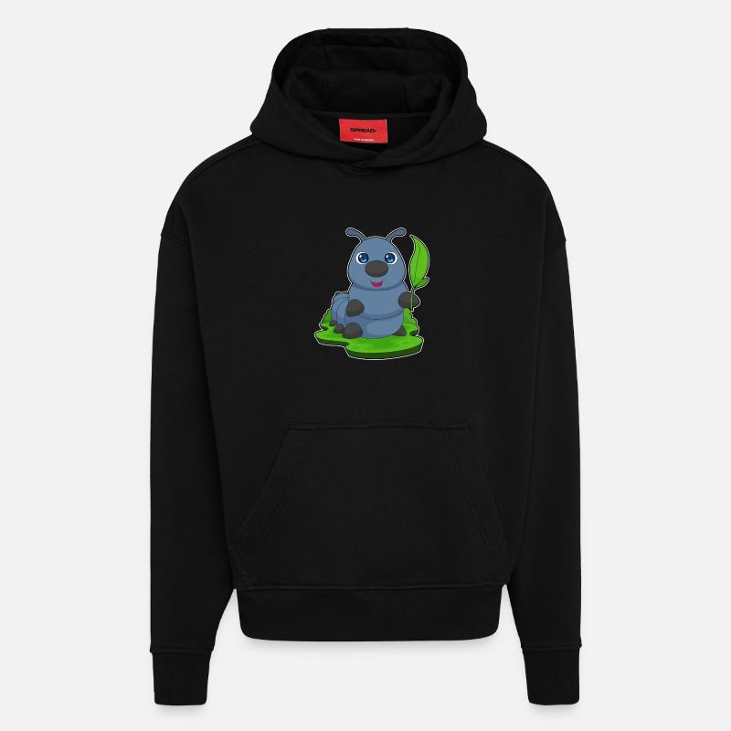 Caterpillar Leaf - Hoodie- made by SPREAD - SOLID BLACK