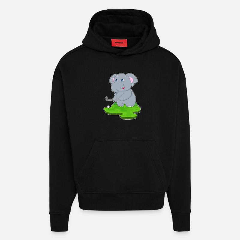 Elefant Golf Golfschläger - Hoodie- made by SPREAD  - SOLID BLACK