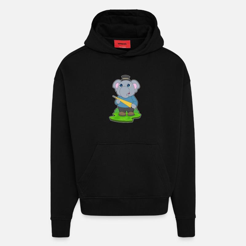 Elephant Rain Umbrella - Hoodie- made by SPREAD  - SOLID BLACK