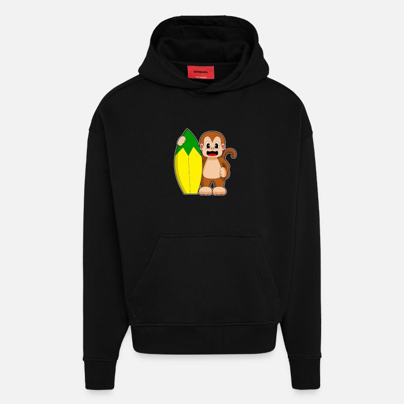 Monkey Banana Surf - Sweat à capuche bio épais oversize fabriqué en UE - SOLID BLACK