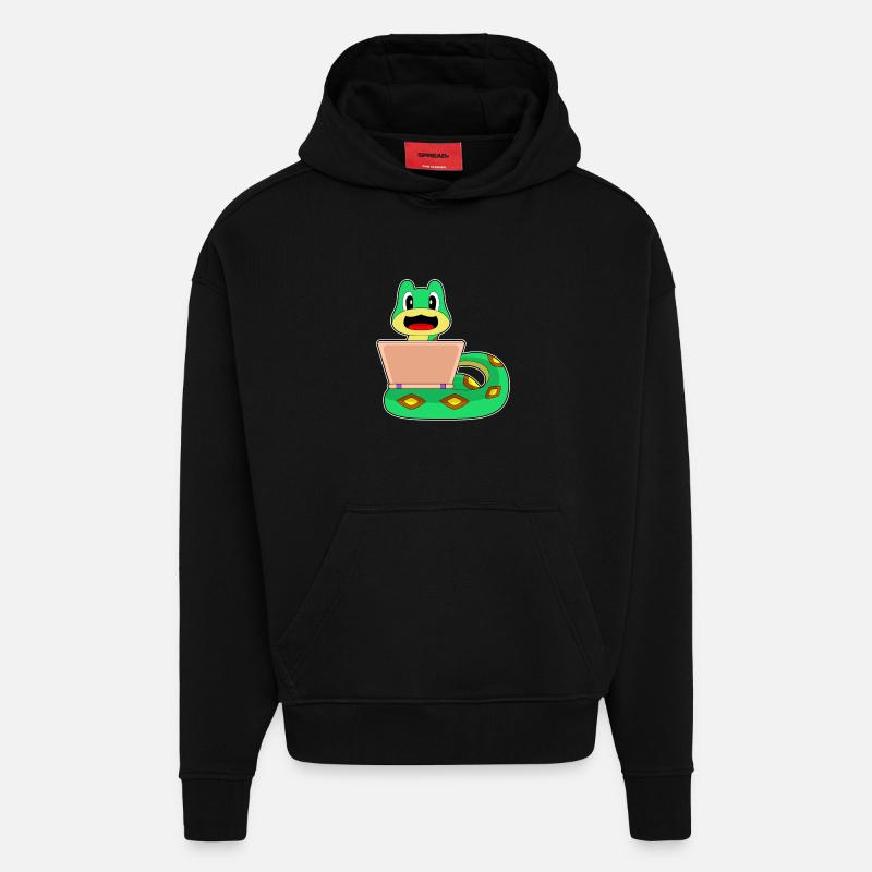 Snake Laptop - Hoodie- made by SPREAD  - SOLID BLACK
