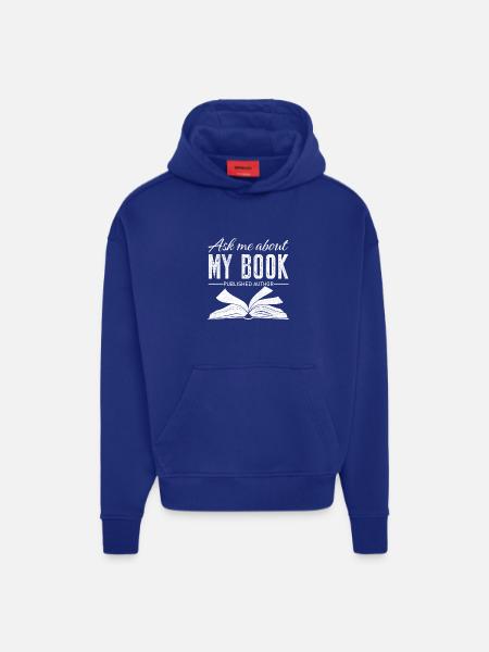Ask me about my book published author - Hoodie- made by SPREAD  - SOLID BLACK