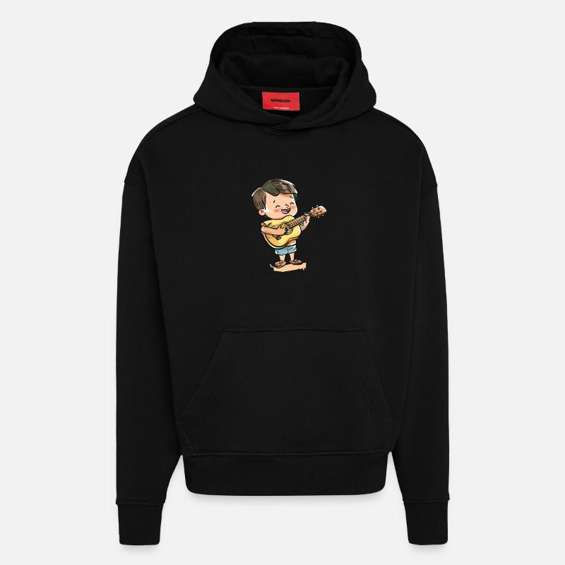 Ukulele Junge Grafik - Hoodie- made by SPREAD  - SOLID BLACK