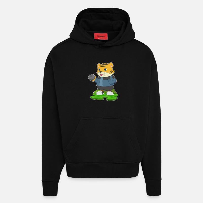 Tiger Bowling Bowling Ball - Hoodie- made by SPREAD  - SOLID BLACK