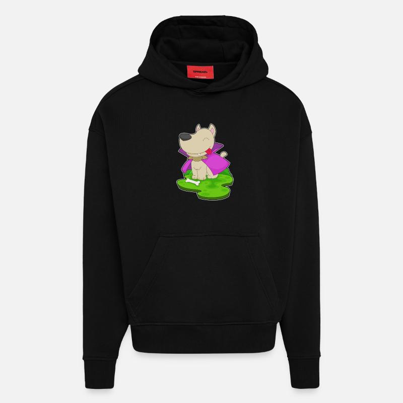 Chien Halloween Vampire - Sweat à capuche bio épais oversize fabriqué en UE - SOLID BLACK