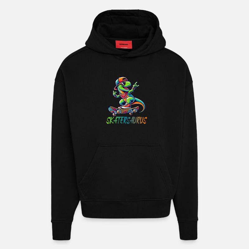 Skatersaurus Dinosaurier Retro Skateboarding Design - Hoodie- made by SPREAD  - SOLID BLACK