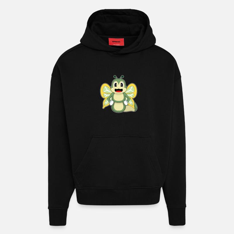 Ailes de chenille - Sweat à capuche bio épais oversize fabriqué en UE - SOLID BLACK