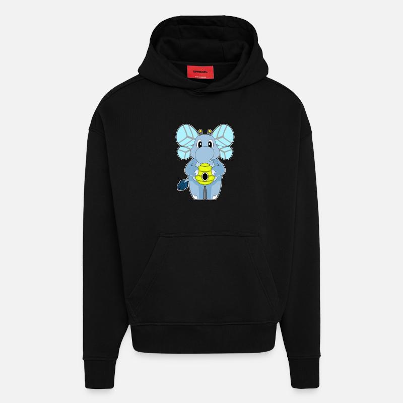 Elefant Biene - Hoodie- made by SPREAD - SOLID BLACK