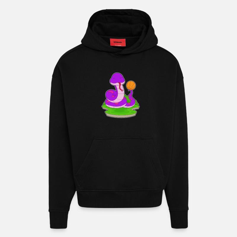 Serpent Basketteur Basketteur - Sweat à capuche bio épais oversize fabriqué en UE - SOLID BLACK
