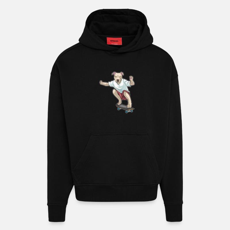 Pitbull Skater Skateboard - Sweat à capuche bio épais oversize fabriqué en UE - SOLID BLACK