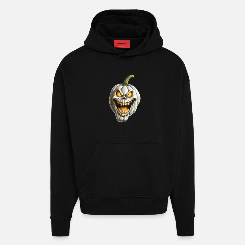 Clown citrouille effrayant - Sweat à capuche bio épais oversize fabriqué en UE - SOLID BLACK