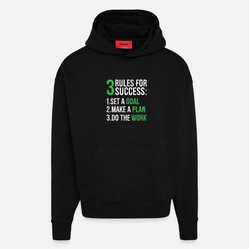 3 rules for success - Hoodie- made by SPREAD  - SOLID BLACK