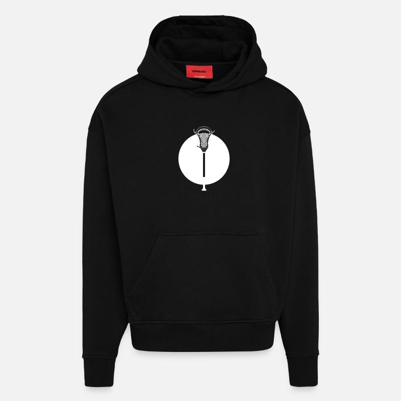 Dessin de batte de crosse - Sweat à capuche bio épais oversize fabriqué en UE - SOLID BLACK