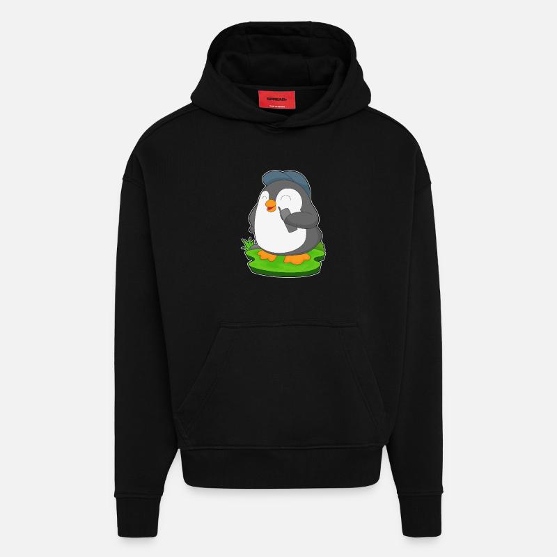 Penguin Microphone - Sweat à capuche bio épais oversize fabriqué en UE - SOLID BLACK