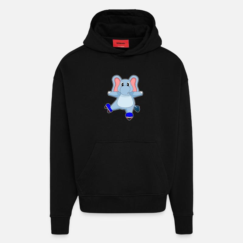 Elefant Inline skating Rollschuhe - Hoodie- made by SPREAD  - SOLID BLACK