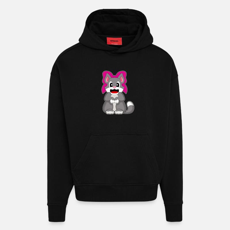Cat Bow - Hoodie- made by SPREAD  - SOLID BLACK