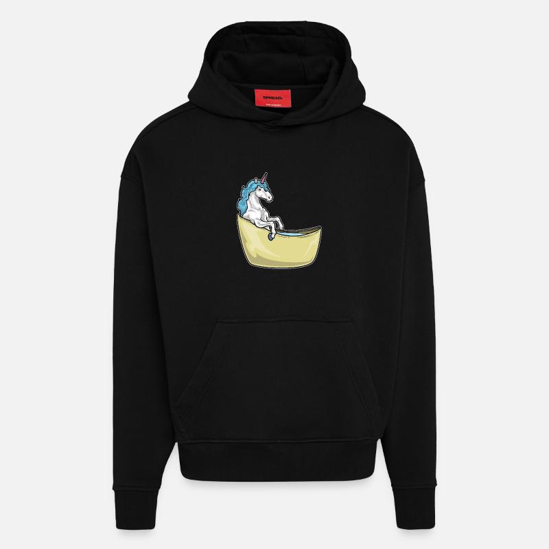 Baignoire Licorne - Sweat à capuche bio épais oversize fabriqué en UE - SOLID BLACK