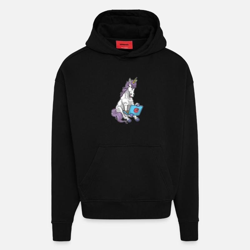 Einhorn Pizza - Hoodie- made by SPREAD  - SOLID BLACK